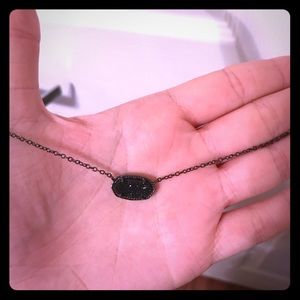 Elisa Pendant Necklace In Black Drusy